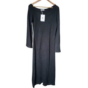 Wenrine Knit Ling Sleeve Dress Slit Leg